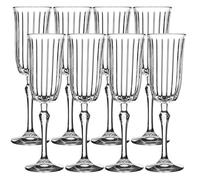 Queensway Home & Dining Tall Footed Champagne Flutes, Elegant 175ml Prosecco & Wine Glasses for Weddings, Parties & Celebrations, Stylish Line Design, Dishwasher & Fridge Safe, Set of 8