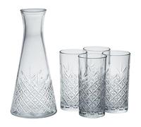 Queensway Home & Dining Timeless Carafe Set - 940ml Jug & 4 x 365ml Drinking Glasses - Elegant Glassware for Dining, Classic & Durable Design, Dishwasher Safe