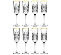 Queensway Home & Dining Timeless Champagne Flutes Gift Set of 8-175ml Elegant Glassware with Gold Rim | Perfect for Weddings, Parties & Celebrations
