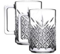 Queensway Home & Dining Timeless Clear Glass Mug Set with Comfortable Handle & Stylish Design, Showcases Beverage Colors, Perfect for Coffee, Tea, Cappuccino & More, Elegant Durable & Dishwasher Safe
