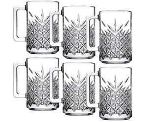 Queensway Home & Dining Timeless Clear Glass Mug Set with Comfortable Handle & Stylish Design, Showcases Beverage Colors, Perfect for Coffee, Tea, Cappuccino & More, Elegant Durable & Dishwasher Safe