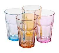 Queensway Home & Dining Tinted Geometric Drinking Glasses - Faceted Colored Tumblers for Tableware & Beverages (Set of 8)