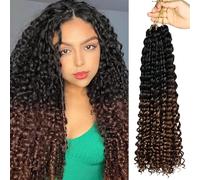 QUEENTAS 18In Crochet Braids Extensions - Passion Twist Jamaican Gogo Hair - Ombre Wavy Braided (3Packs, Black to Brown)