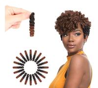 QUEENTAS 3 Packs Short Crochet Braids Hair Extensions Crochet Hair Jamaican Gogo (8mm, Black to Brown)