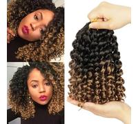 QUEENTAS 3Packs Crochet Hair for Women Extensions 8 inch Gogo Jamaican Crochet Hair Ombre Braiding Hair 36 Roots (8inch,#1B/27)