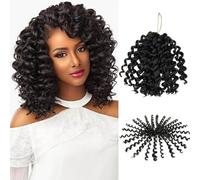 QUEENTAS 3Packs Jamaican Crochet Hair for Women Water Wave Faux Locs Crochet Hair Extensions Braiding Hair 36 Roots (8inch,#1B)