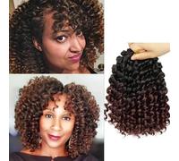 QUEENTAS 6Packs Passion Twist Hair Short Crochet Braids Hair Extensions Curly Braiding Wigs for Black Women 72 Roots (8inch,#1B/30)