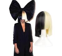 QUEENTAS Half Black Blonde Bob Wig - Short Synthetic Hair Ombre Wig for Women - Cosplay Halloween Costume