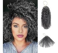 QUEENTAS Micro Kinky Curly Crochet Hair for Women 8 Inch Pre-Loose Micro Twist Braiding Hair for Mini Passion Twist 6 Packs (Grey)