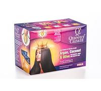 Queeny Cazara No-Lye Hair Relaxer Kit for Black & Afro Hair, Regular Strength, with Argan, Coconut & Olive Oil, Home Relaxing Kit