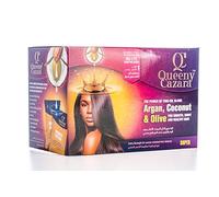 Queeny Cazara No-Lye Hair Relaxer Kit for Coarse Black & Afro Hair, Super Strength, with Argan, Coconut & Olive Oil, Home Relaxing Kit