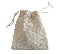 QUEENYARD Elegant meshes Lace Embroidered Storage Bag,Meshes Storage Bag With Lace Embroidery And Daisies Design For Travel Organizers Portable Cosmetic Pouches