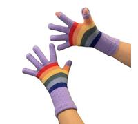 QUEENYARD Knitted Touchable Screen Gloves Winter Full Finger Mittens Stretchy Warm Two Finger Exposed Gloves For Girls Teens