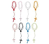 QUEENYARD Rosary Necklace,8 Colors Plastic Noctilucent Necklace Beads Luminous Catholicism Prayer Religious Jewelry for Daily Wear