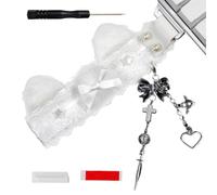 QUEENYARD Soft Fabric Lace Ribbon Keyset Decoration with Hanging Enchantments for Individualized Computer Arrange Direct Current Keyset Decoration