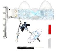 QUEENYARD Soft Fabric Lace Ribbon Keyset Decoration with Hanging Enchantments for Individualized Computer Arrange Direct Current Keyset Decoration