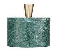 Queenza Green Marble Salt Cellar with Lid & Brass Knob - Natural Marble Spice Container for Kitchen Countertop, Gourmet Salt Holder, Small Decorative Storage Box, Gift for Home Chef