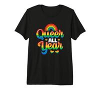 Queer All Year LGBT Rainbow Pride Flag Genderqueer Premium T-Shirt