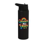 Queer All Year LGBT Rainbow Pride Flag Genderqueer Stainless Steel Insulated Water Bottle