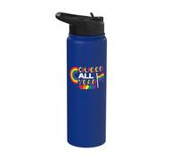 Queer All Year LGBT Rainbow Pride Flag Genderqueer Stainless Steel Insulated Water Bottle