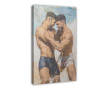 Queer Art Retro Vibe Poster, Gay Muscle Art, Canvas Gallery Wraps, Gift for Him (15)