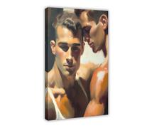 Queer Art Retro Vibe Poster, Gay Muscle Art, Canvas Gallery Wraps, Gift for Him (35)