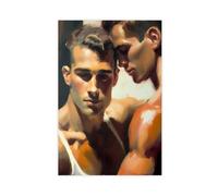 Queer Art Retro Vibe Poster, Gay Muscle Art, Canvas Gallery Wraps, Gift for Him (35)