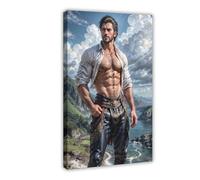 Queer Art Retro Vibe Poster, Gay Muscle Art, Canvas Gallery Wraps, Gift for Him (39)