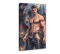 Queer Art Retro Vibe Poster, Gay Muscle Art, Canvas Gallery Wraps, Gift for Him (49)
