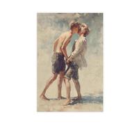 Queer Art Retro Vibe Poster, Gay Muscle Art, Canvas Gallery Wraps, Gift for Him (6)