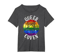 Queer Coven Funny Witch Gay Pride Halloween T-Shirt, Women's Plus, Dark Heather Grey, 6X
