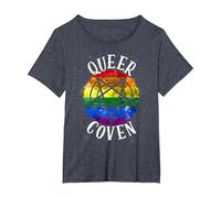 Queer Coven Funny Witch Gay Pride Halloween T-Shirt, Women's Plus, Heather Blue, 1X