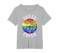 Queer Coven Funny Witch Gay Pride Halloween T-Shirt, Women's Plus, Heather Grey, 2X