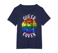 Queer Coven Funny Witch Gay Pride Halloween T-Shirt, Women's Plus, Navy Blue, 1X