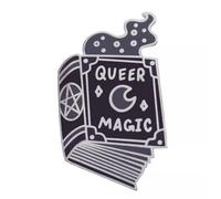 Queer Magic Book Spells LGBTQ Gay Pride Witch Wizard Goth Halloween Magician Lesbian Bisexual Trans 1.2" Enamel Pin Badge
