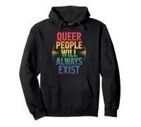 Queer People Will Always Exist Rainbow Text Pullover Hoodie