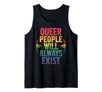 Queer People Will Always Exist Rainbow Text Tank Top