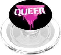 Queer Pink Triangle In Punk Spray Paint Stencil Style Font PopSockets PopGrip for MagSafe