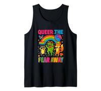 Queer The Fear Away Gay Pride Equality LGBTQ+ Retro Y2K Cute Tank Top