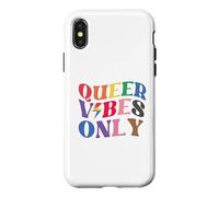 Queer Vibes Only Gay Pride Month LGBTQ Rainbow Pride Lesbian Case for iPhone X/XS