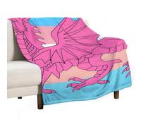 Queer Welsh Trans Dragon 280GSM Cozy Bed Throw Lightweight Flannel Knee Blanket for Sofa Couch Travel Napping