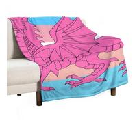 Queer Welsh Trans Dragon 280GSM Cozy Bed Throw Lightweight Flannel Knee Blanket for Sofa Couch Travel Napping