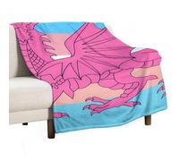 Queer Welsh Trans Dragon 280GSM Cozy Bed Throw Lightweight Flannel Knee Blanket for Sofa Couch Travel Napping