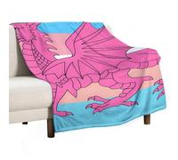 Queer Welsh Trans Dragon 280GSM Cozy Bed Throw Lightweight Flannel Knee Blanket for Sofa Couch Travel Napping
