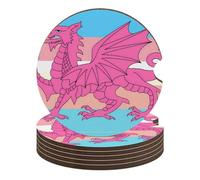 Queer Welsh Trans Dragon Car Coasters for Cup Holders with Cork Base Wood Anti-Slip Drink Mats Auto Accessories