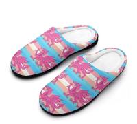 Queer Welsh Trans Dragon Cotton Women's Slip-on Slippers Winter Warm House Shoes with Rubber Sole for Home Office Hotel