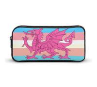 Queer Welsh Trans Dragon Cute Pencil Case 8.7" * 4.7" * 2" Pen Pouch Organizer Portable Makeup Bag for Travel Office