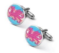 Queer Welsh Trans Dragon Fashion Men's Cufflinks Alloy Shirt Suit Cuff Links for Formal Events Business Occasions 1.7cm