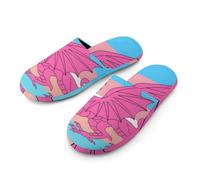 Queer Welsh Trans Dragon Flannel Men's Slip-on Slippers Winter Warm House Shoes with Rubber Sole for Home Hotel
