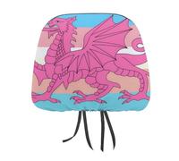 Queer Welsh Trans Dragon Funny Car Headrest Covers Universal Stretch Fit Auto Head Rest Accessories Protection